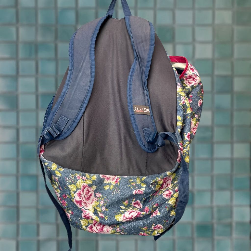 Jansport Jansport Backpack Womens Blue Floral School Adjustable Strap Canvas Zip Bag Size ONE SIZE - 1 Thumbnail