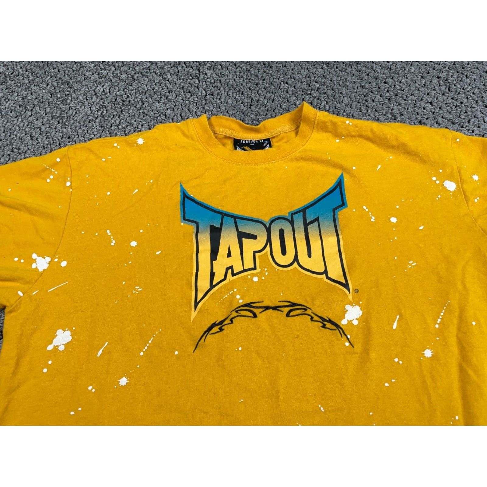 Tapout Tapout x Forever 21 Logo T-Shirt Adult XL Yellow Graphic Print Retro Bleach Pattern Mens Size US XL / EU 56 / 4 - 4 Thumbnail
