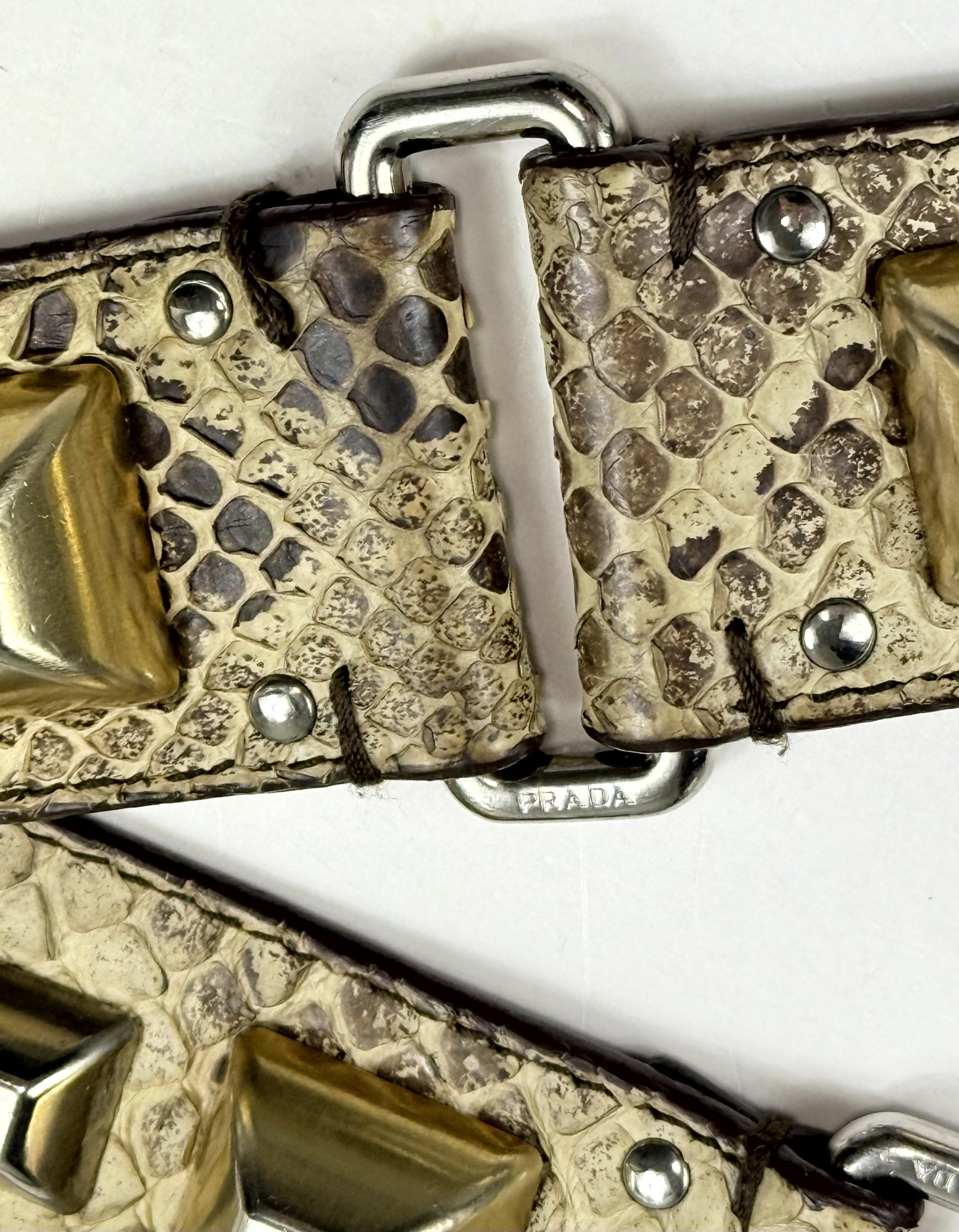 Prada Prada Python Snakeskin Studded Y2K Rockstar Belt Size 90/36 Size ONE SIZE - 7 Thumbnail