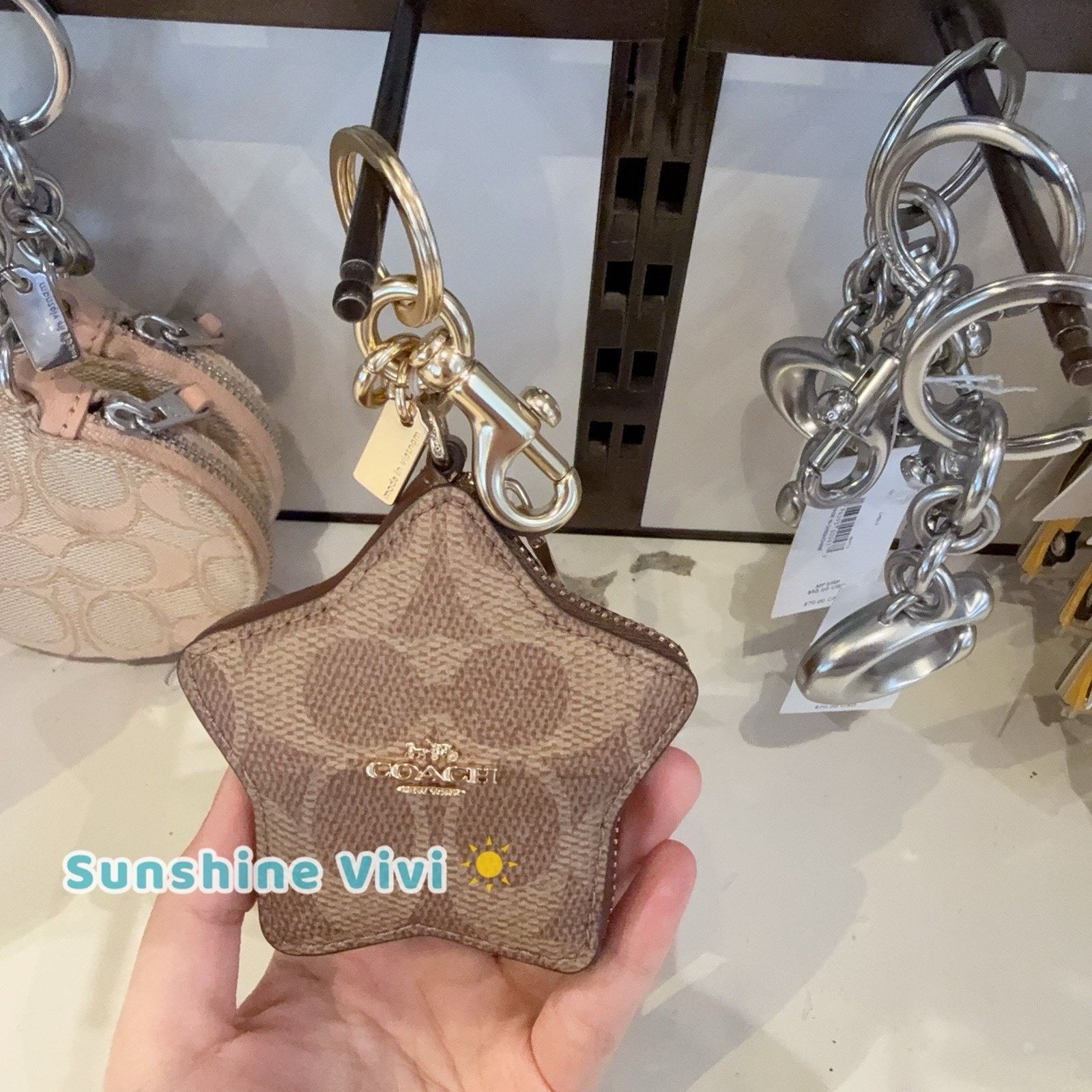 Coach NWT Coach CBL12 Star Bag Charm Coin Case Pouch Tan/Brown Size ONE SIZE - 5 Thumbnail