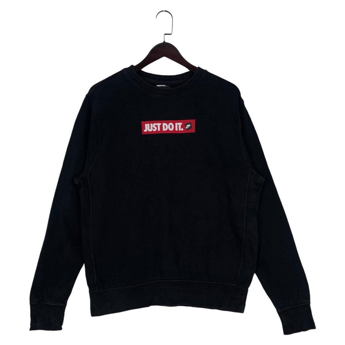 Nike × Vintage Vintage Nike Just Do It Crewneck Sweatshirt Black Pullover Size US M / EU 48-50 / 2 - 1 Thumbnail