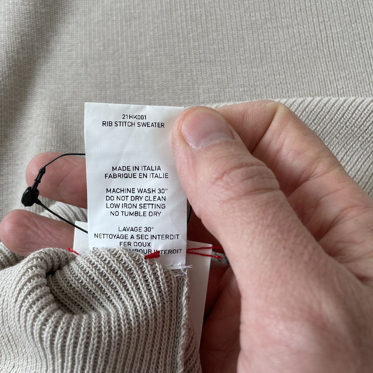 Casey Casey Beige ‘Rib Stitch’ Knit Cotton Sweater Size US XL / EU 56 / 4 - 11 Thumbnail