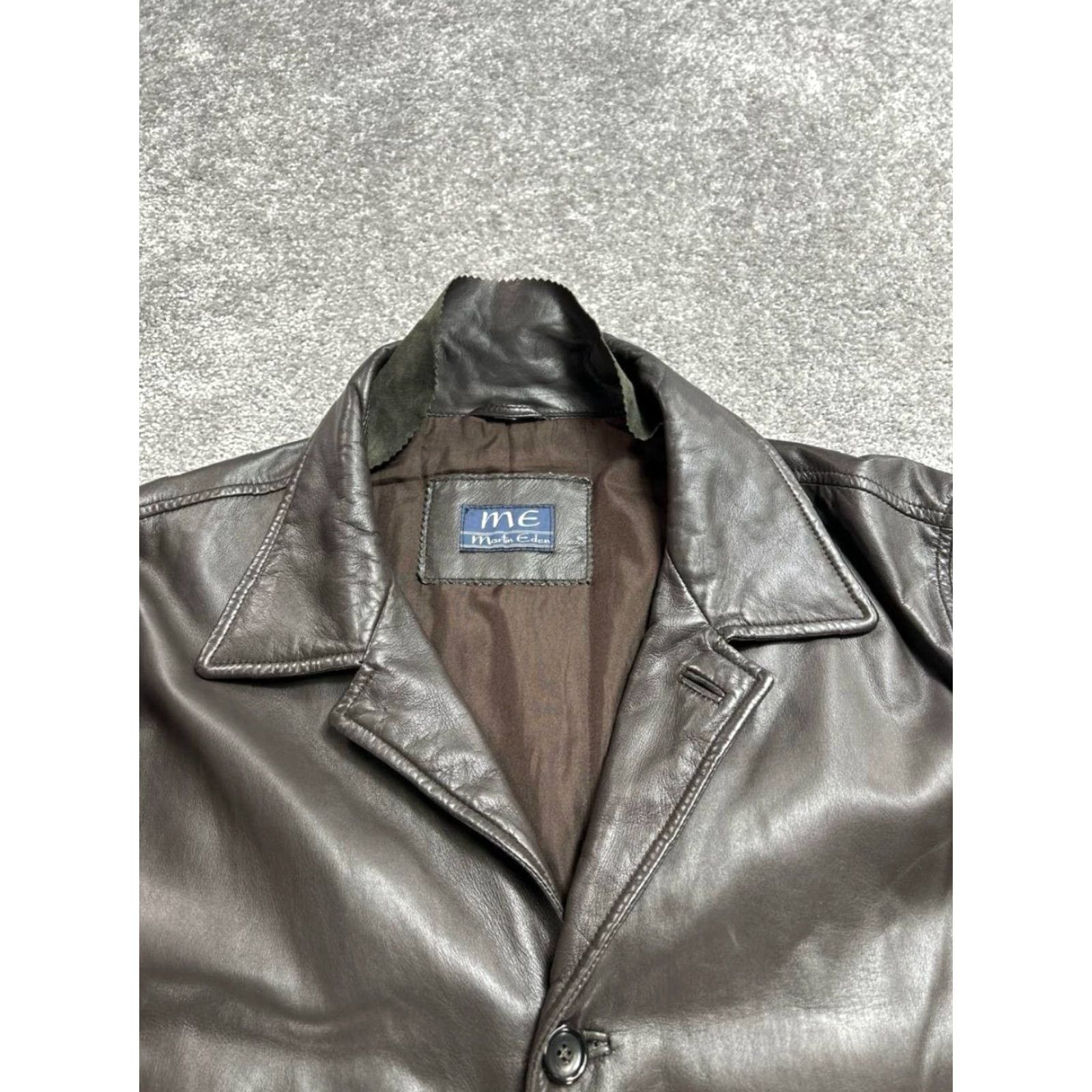 Vintage Martin Eden Jacket Mens XL Brown Leather Heavy Blazer Y2k Size 46R - 3 Thumbnail