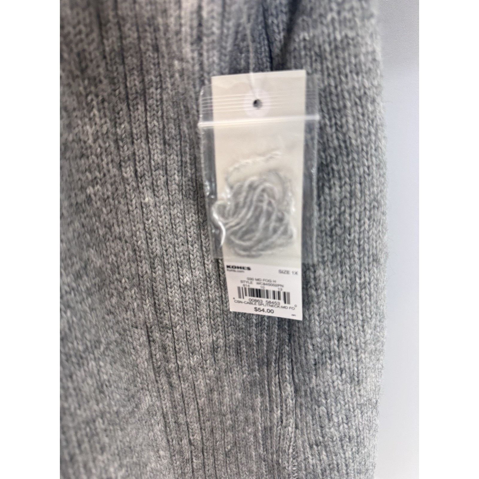 Croft & Barrow CROFT & BARROW Women’s Gray Slit Mock Neck Button Collar XL Size XL / US 12-14 / IT 48-50 - 4 Thumbnail