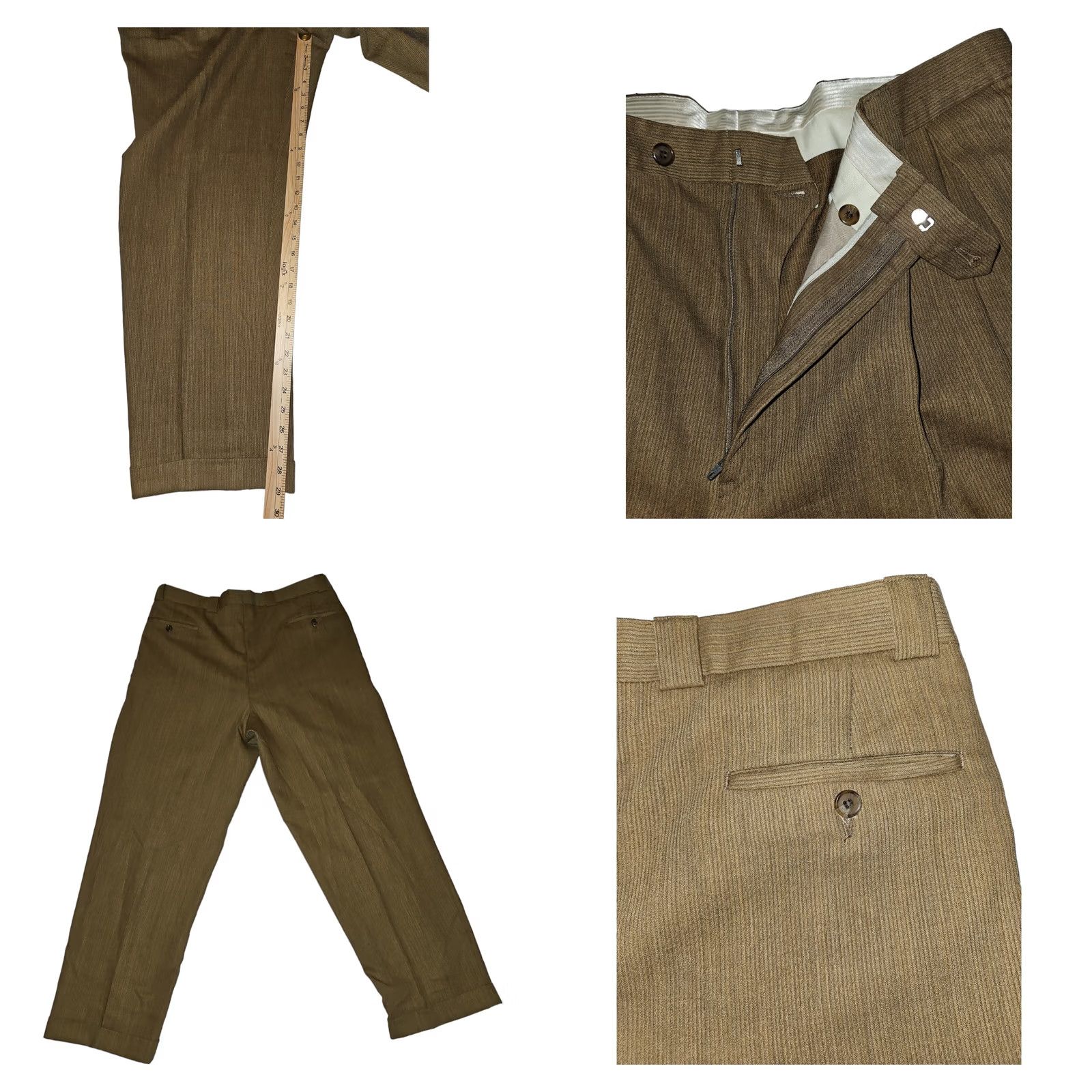 Vintage John Craig Dress Pants Striped 36 Men's Brown Wool Polyester Dry Clean Only Straight Leg High Rise Size US 36 / EU 52 - 8 Thumbnail