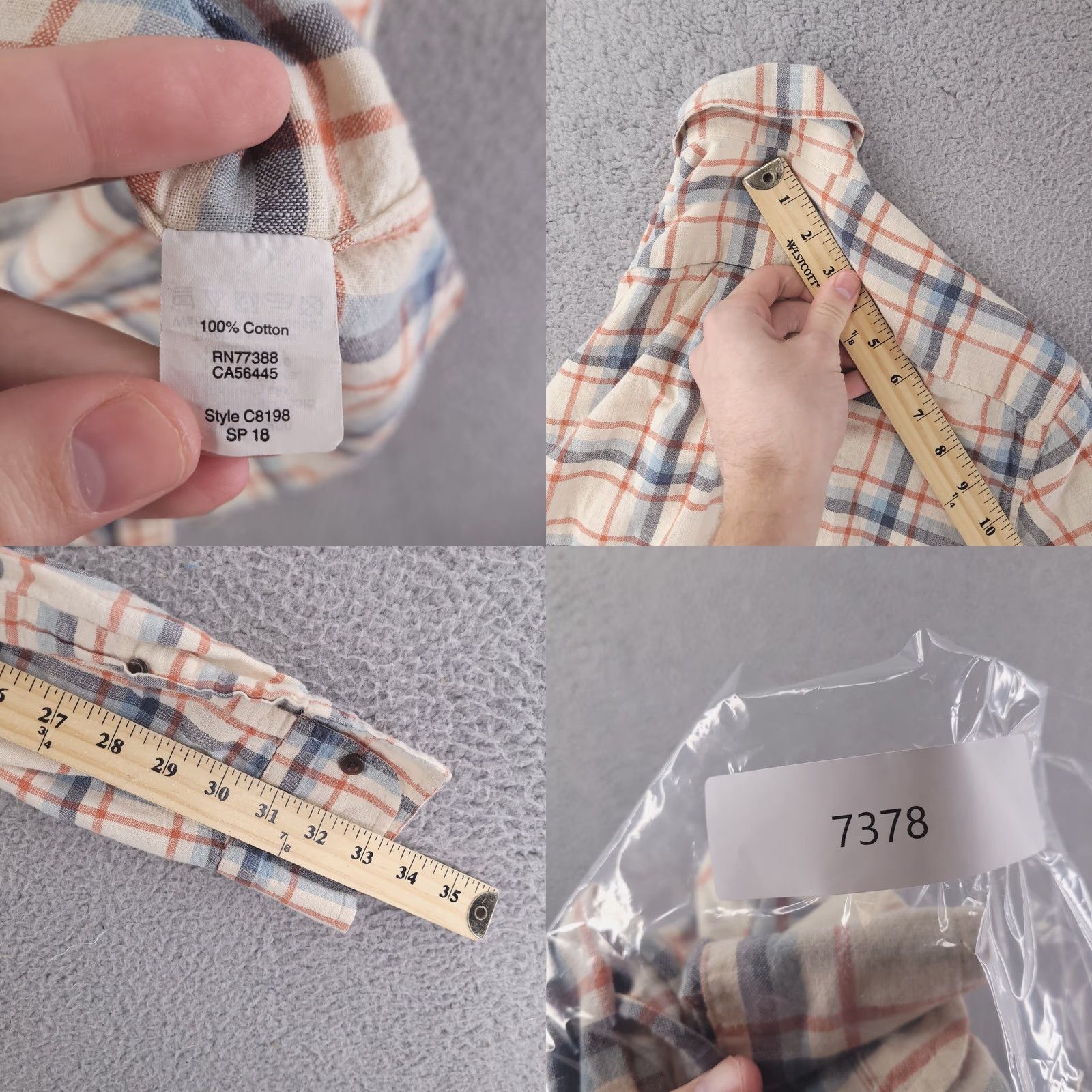 J.Crew J.CREW Shirt Mens Small Check Cotton Summer Breathable Long Sleeve Button-Up, Slim, Brown, Classic Pattern, Casual Size US S / EU 44-46 / 1 - 8 Thumbnail