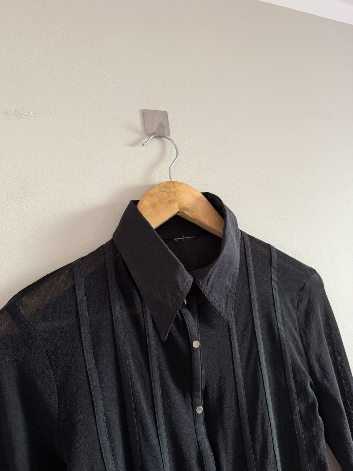 Vintage Sheer Black Fitted Blouse Mesh Button Shirt Size S / US 4 / IT 40 - 3 Thumbnail