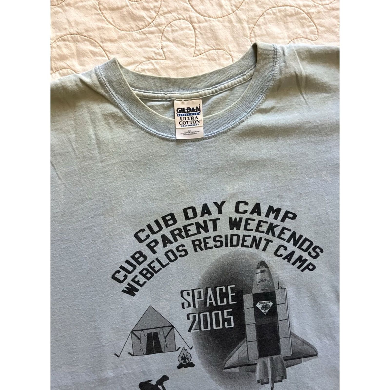 Gildan Gildan T-Shirt Cub Day Space Camp Michigan Blue XL 2005 Webelos Resident Camp Space Men Size US XL / EU 56 / 4 - 3 Thumbnail