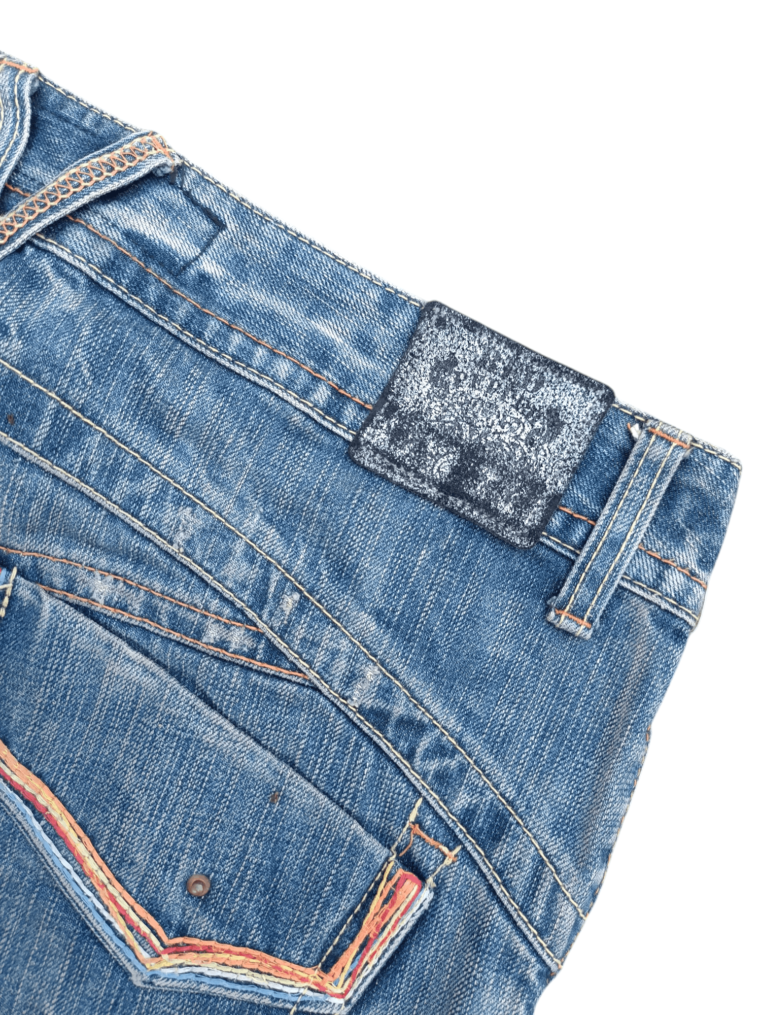 Japanese Brand FLARED Red Pepper Whiskers Low Rise Boot Cut Size US 35 - 3 Thumbnail