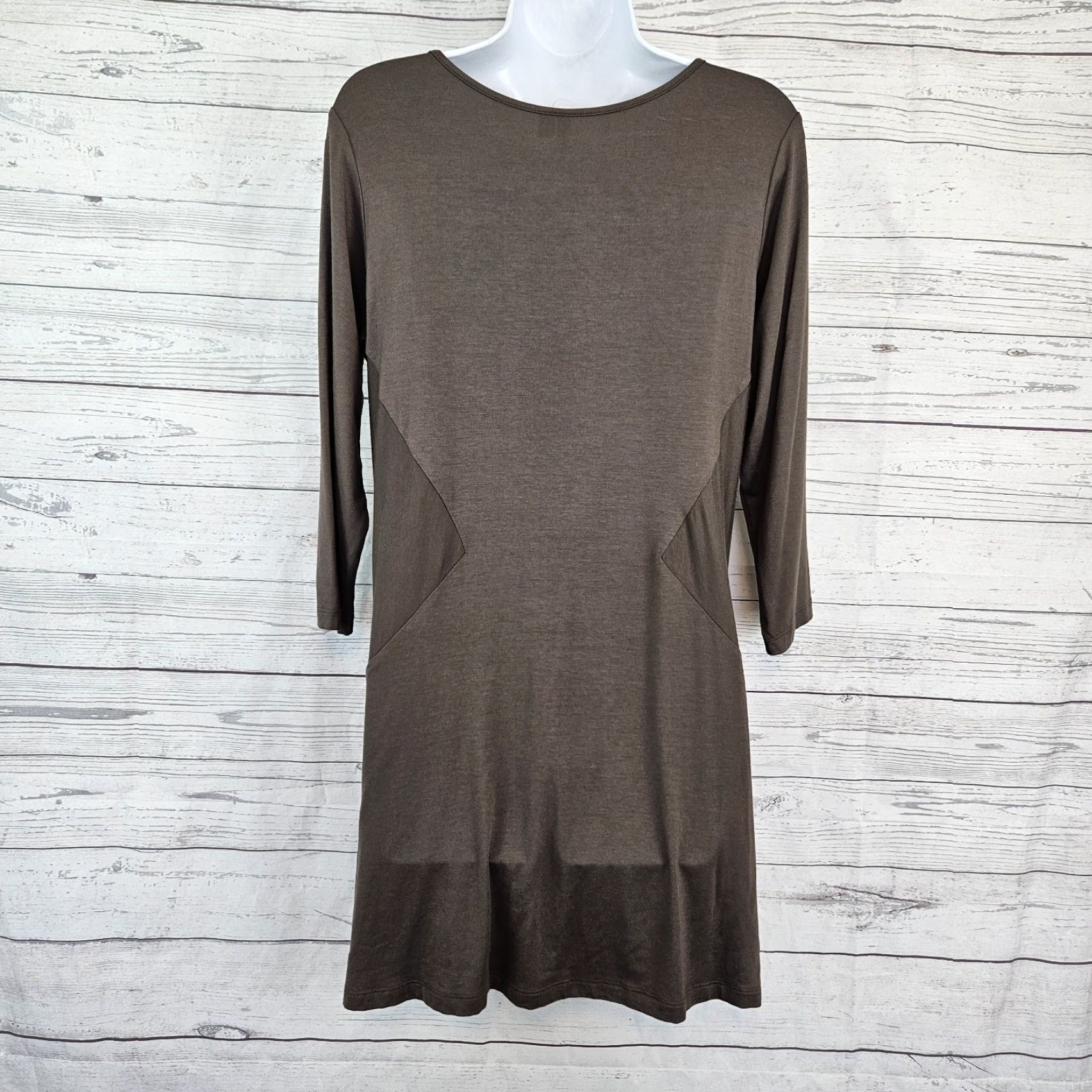 Olive Comfy USA Womens Tunic Shirt Adult Medium Olive Green 3/4 Sleeve Modal Blend Size M / US 6-8 / IT 42-44 - 3 Thumbnail