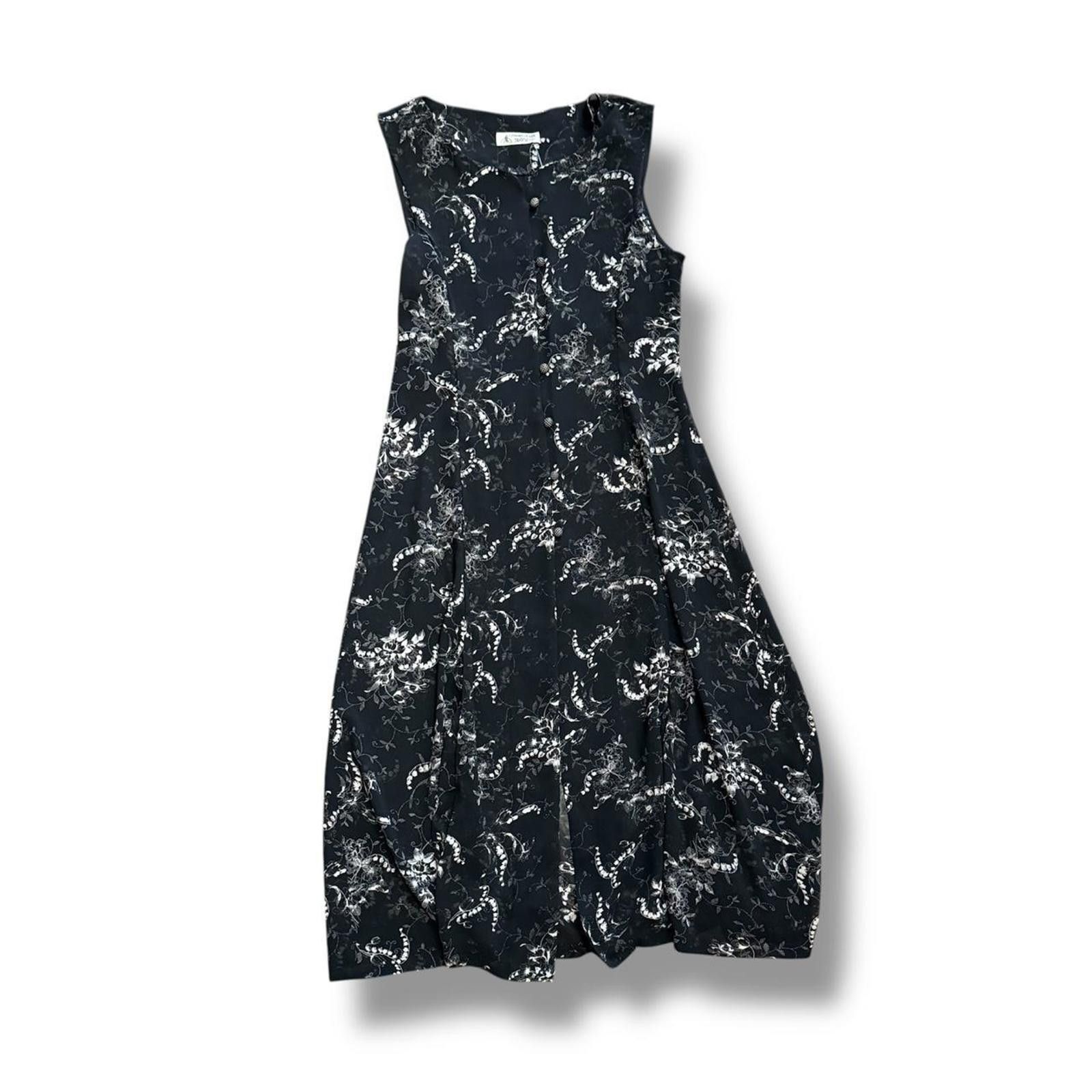 Designer Sheer Black Floral Button Down Dress Size S / US 4 / IT 40 - 1 Thumbnail