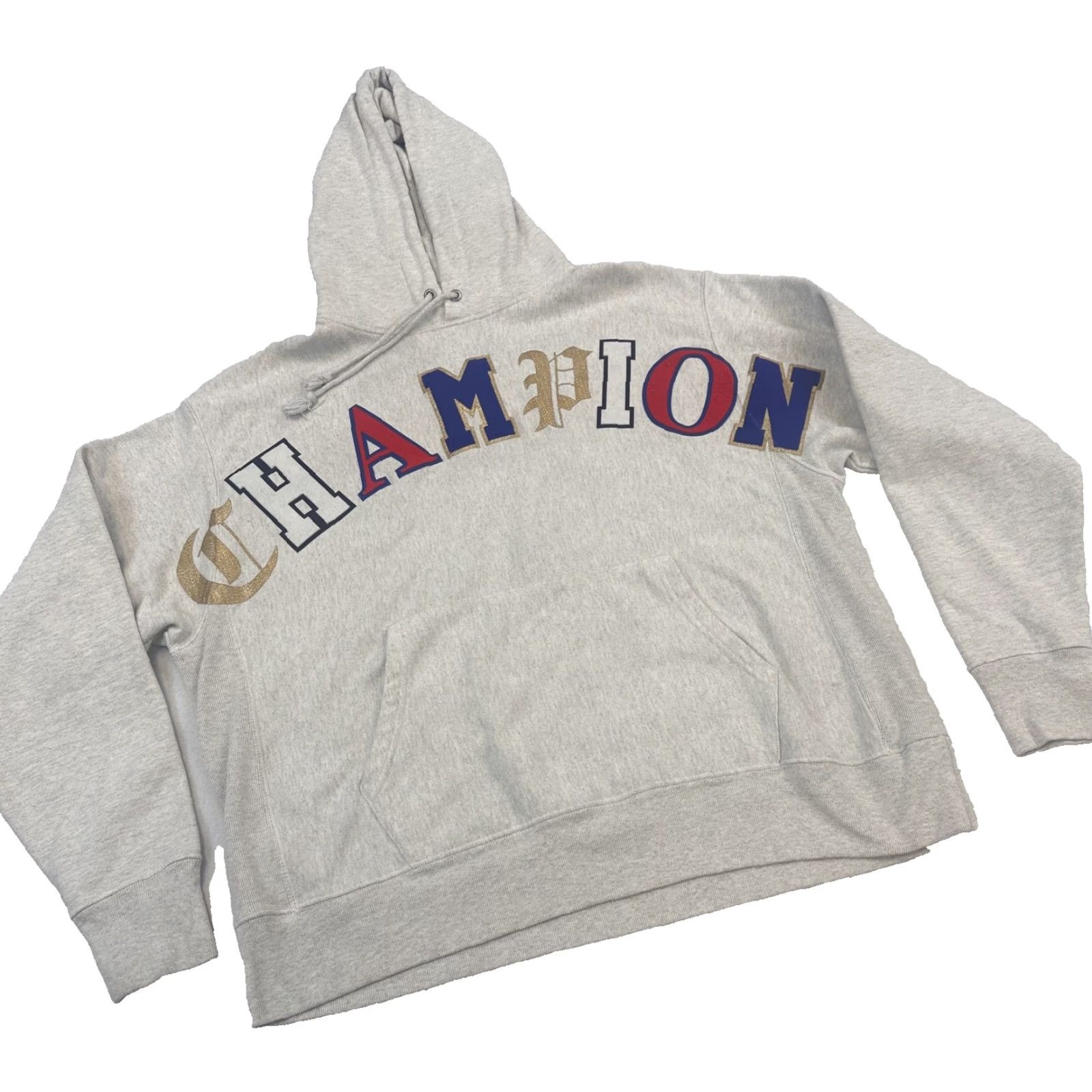 Champion Champion Hoodie Mens XL Gray College Spell Out Reverse Weave Pullover Sweatshirt Size US XL / EU 56 / 4 - 2 Thumbnail