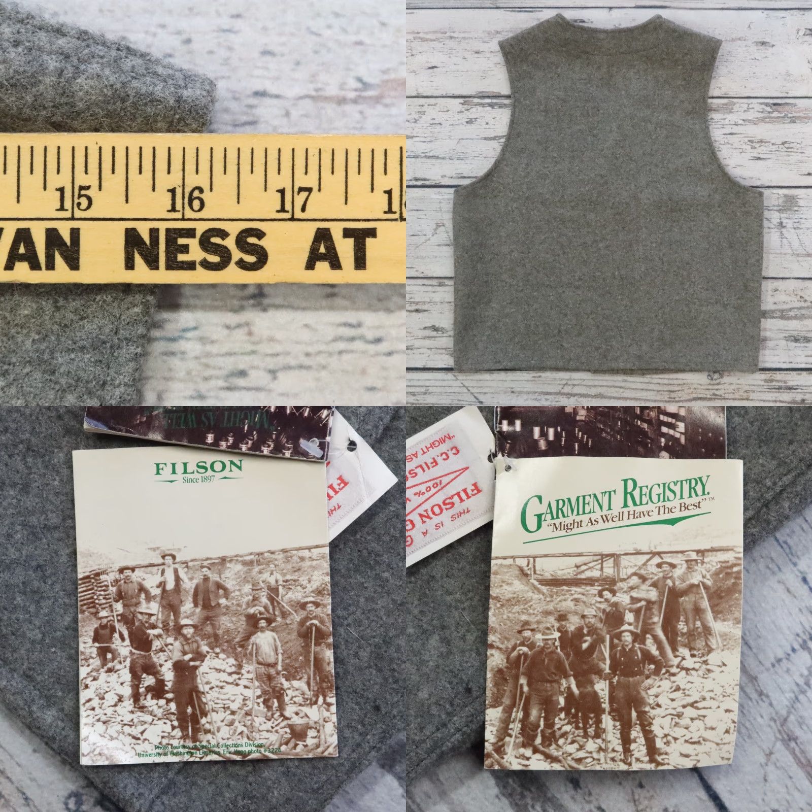 Filson VINTAGE Deadstock Filson Style 20 Wool Mackinaw Cruiser Vest 46 Gray NEW Men Size 46 Vest Size US S / EU 44-46 / 1 - 8 Thumbnail