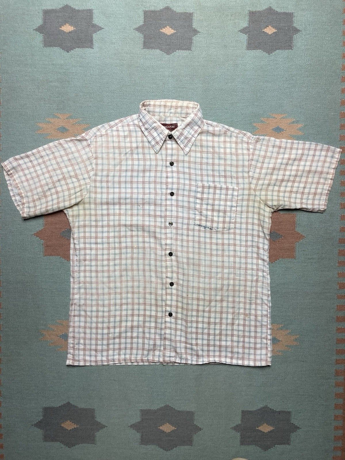 Vintage Vintage 70s button shirt Kingsport plaid lightweight large Size US L / EU 52-54 / 3 - 1 Thumbnail