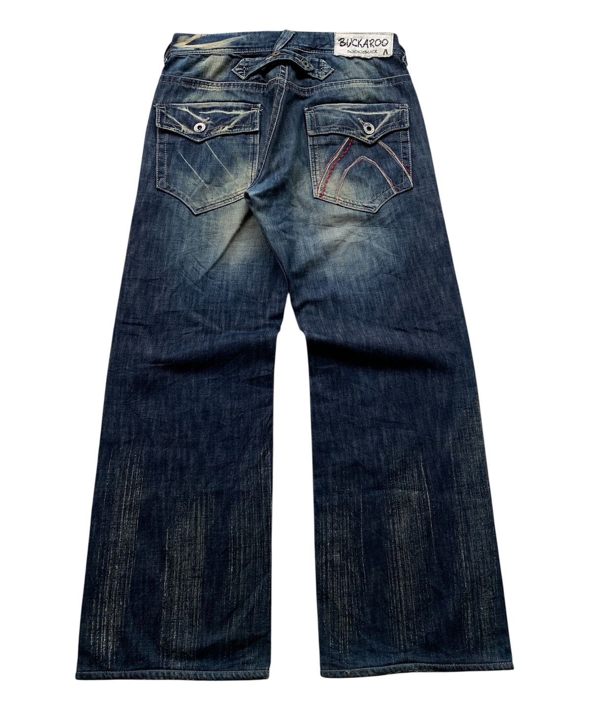 Japanese Brand Buckaroo Snow Buck Baggy Faded Flare Denim Pants Size US 34 / EU 50 - 7 Thumbnail
