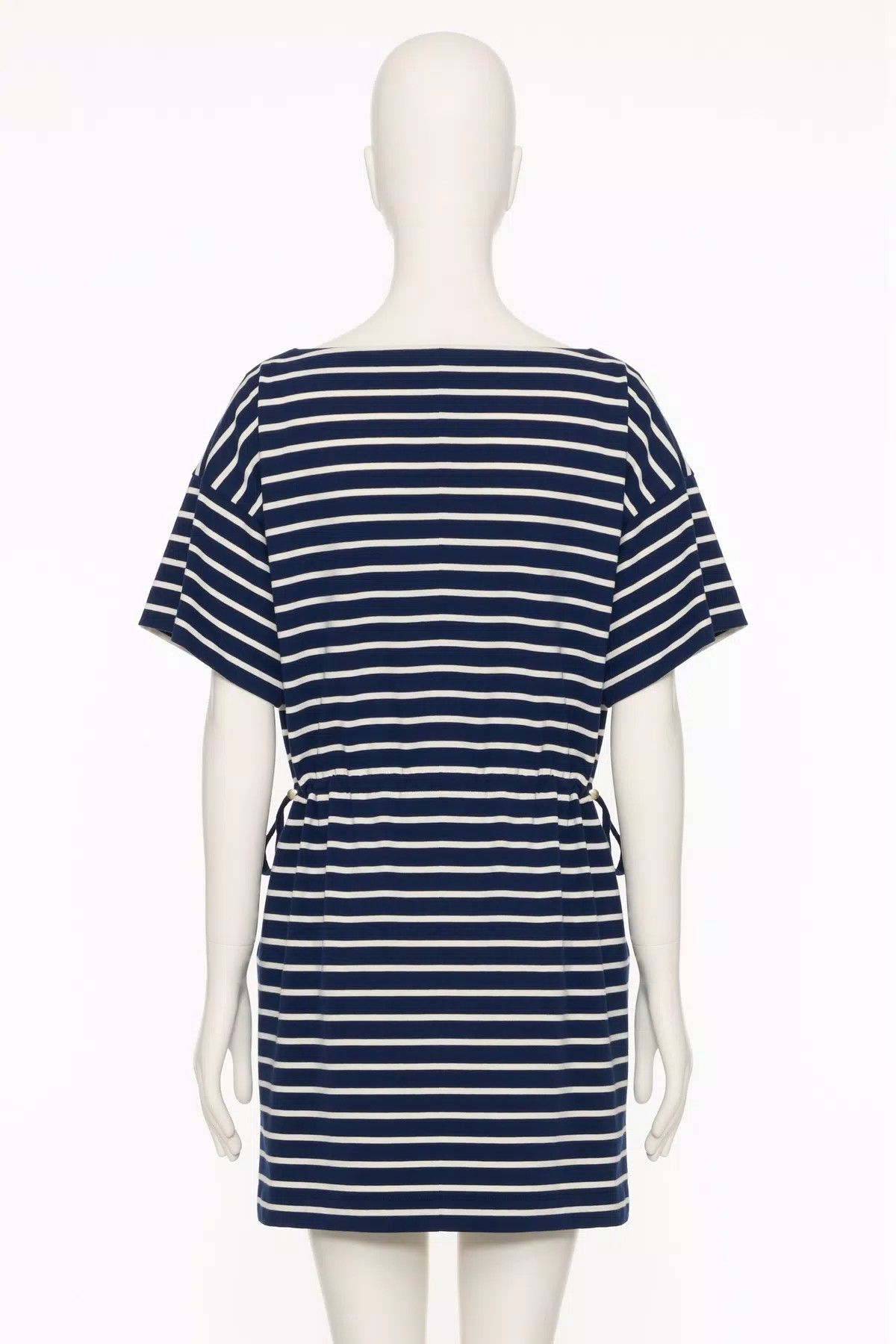 Valentino o1s1wg110625 Striped Cotton Jersey Mini Dress in Navy Blue Size L / US 10 / IT 46 - 3 Thumbnail