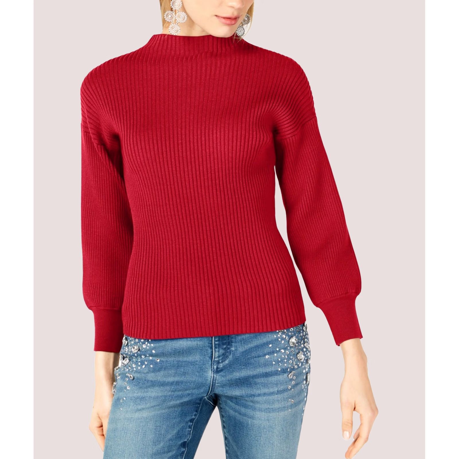 Vintage I.N.C Womens Pullover Sweater darkred L Ribbed Size L / US 10 / IT 46 - 1 Thumbnail