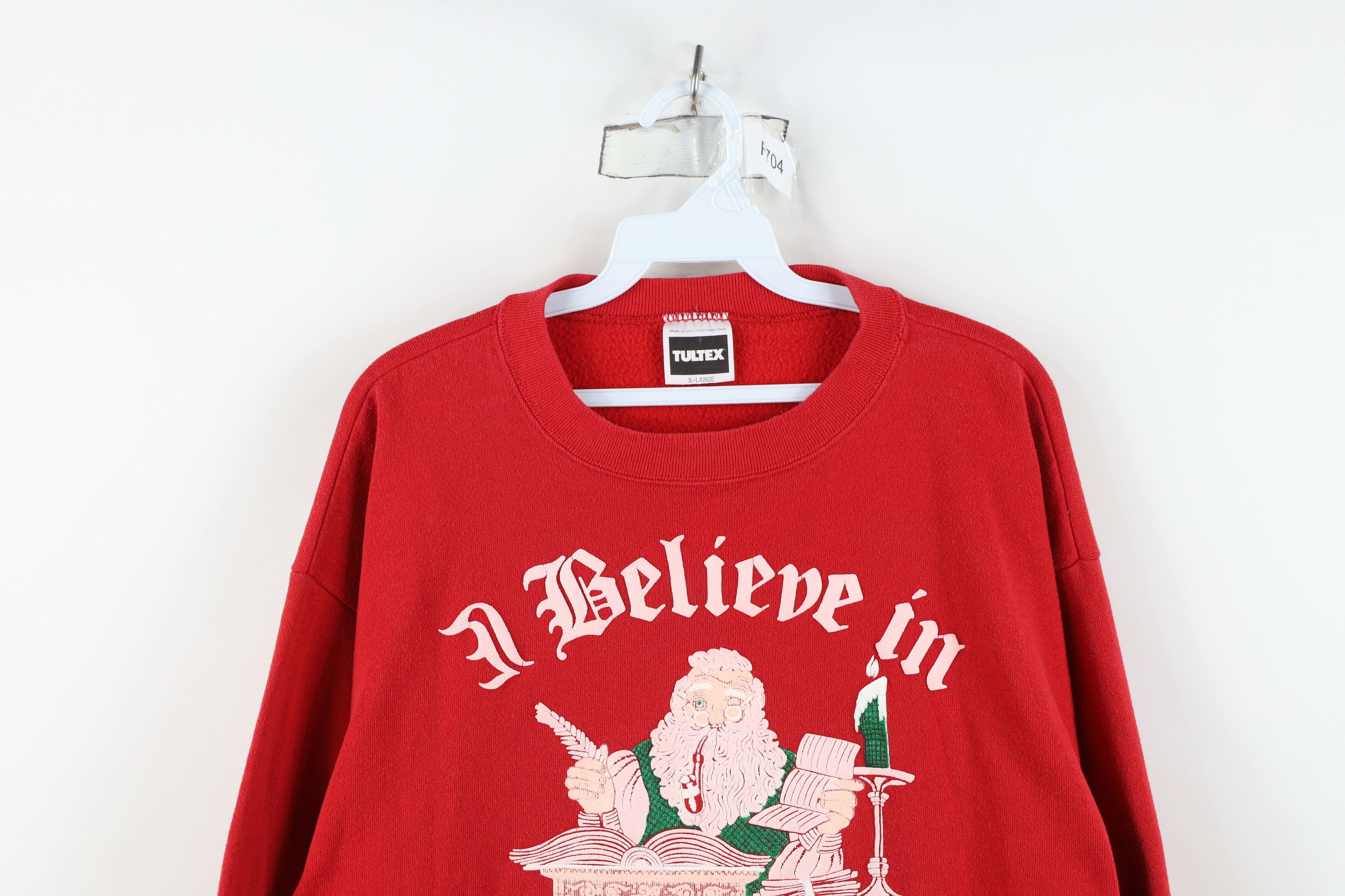 Vintage Vintage 90s Believe In Santa Claus Christmas Sweatshirt USA Size XL / US 12-14 / IT 48-50 - 2 Thumbnail
