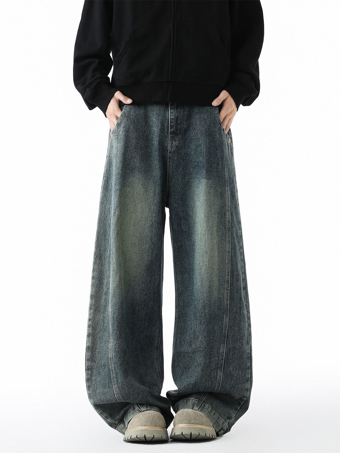 Japanese Brand Men's loose straight-leg washed retro wide-leg jeans Size US 32 / EU 48 - 1 Thumbnail