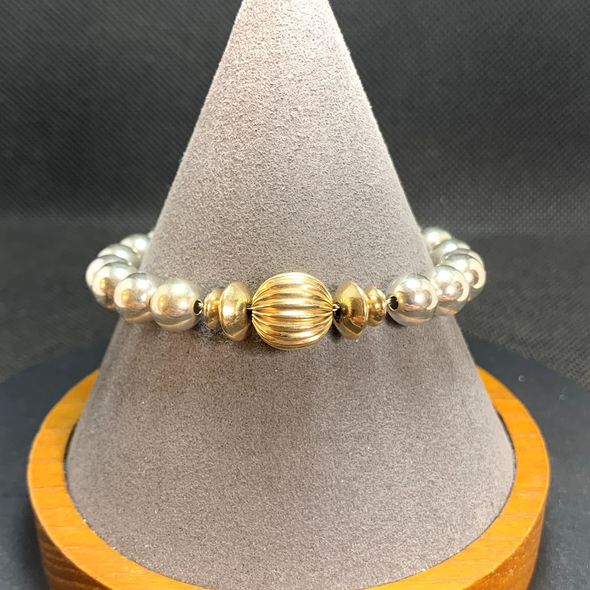 Other VTG Two Tone Solid Sterling Silver 925 Beaded Bracelet Size Size ONE SIZE - 1 Thumbnail