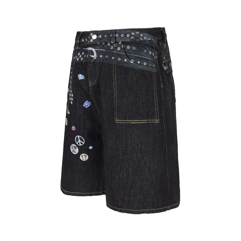 Japanese Brand × Vintage Hip-hop trend punk print rivet denim shorts y2k Size US 32 / EU 48 - 2 Thumbnail