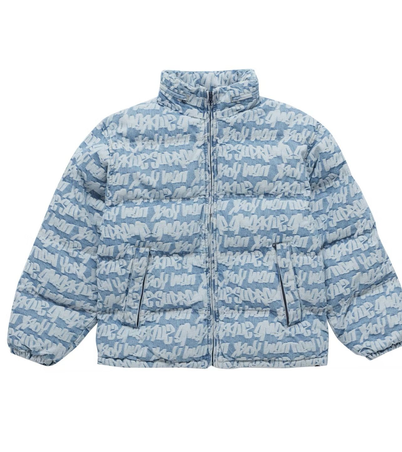 Supreme Fat Tip Jacquard Denim Puffer Jacket Sz M Size US M / EU 48-50 / 2 - 1 Thumbnail