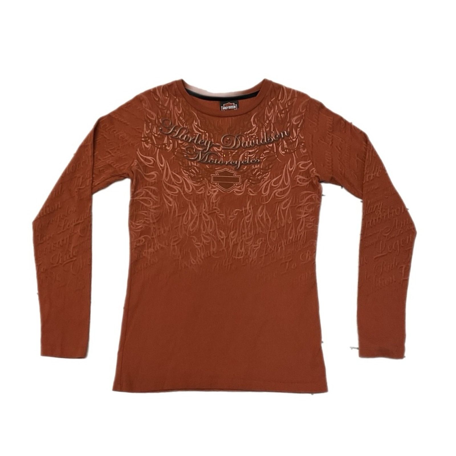 Harley Davidson Vintage Harley Davidson Burnt Orange AOP Long Sleeve Shirt Size L / US 10 / IT 46 - 1 Thumbnail