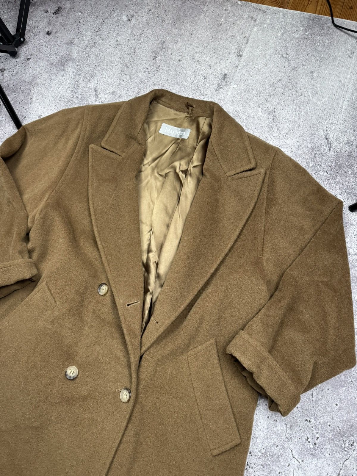 Max Mara 💥Vintage Max Mara Double Breasted Collar Virgin Wool Coat Size L / US 10 / IT 46 - 3 Thumbnail