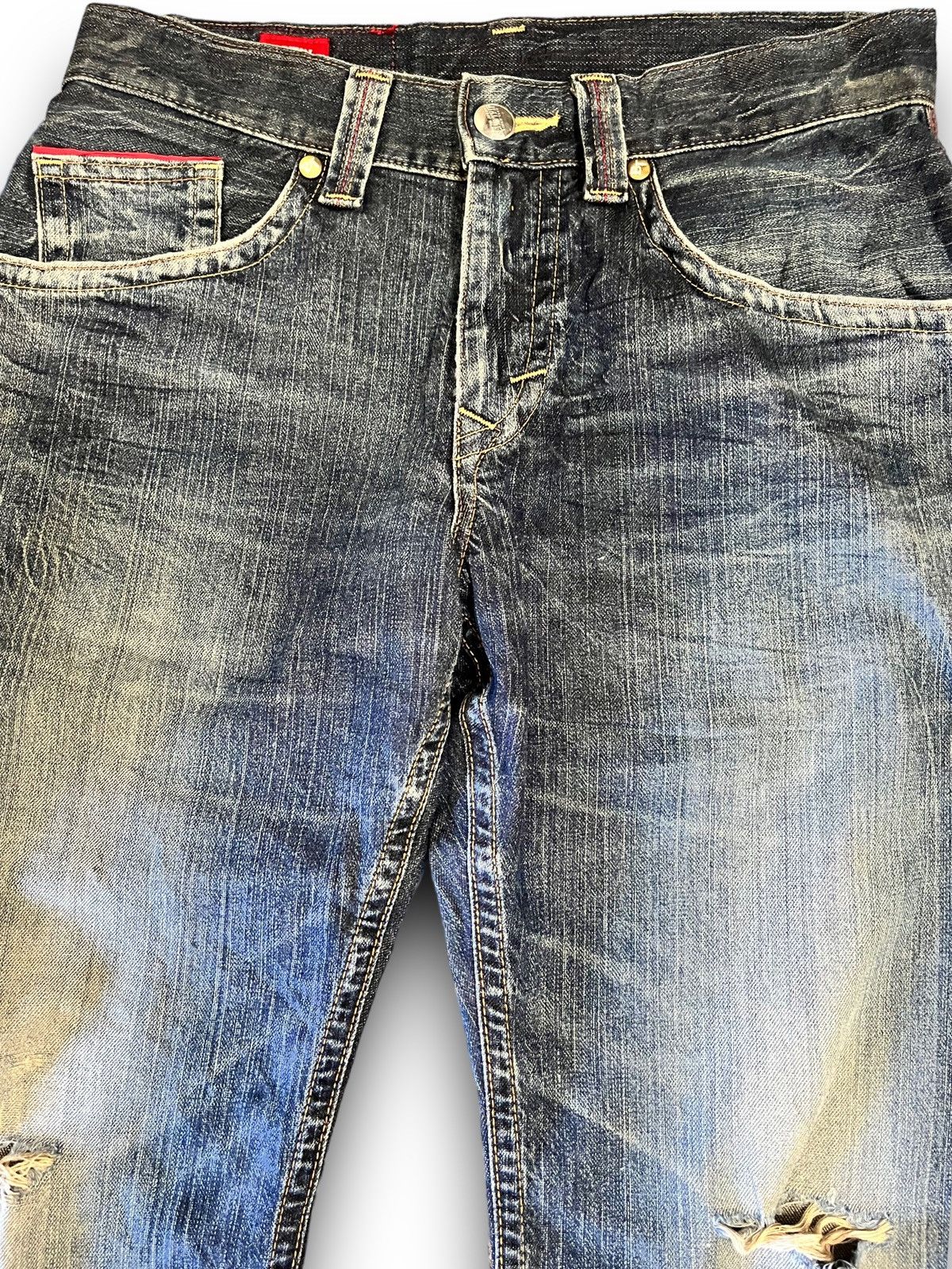 Edwin Vintage Edwin Blue Trip Mud Wash Distressed Style Jeans Size US 32 / EU 48 - 2 Thumbnail