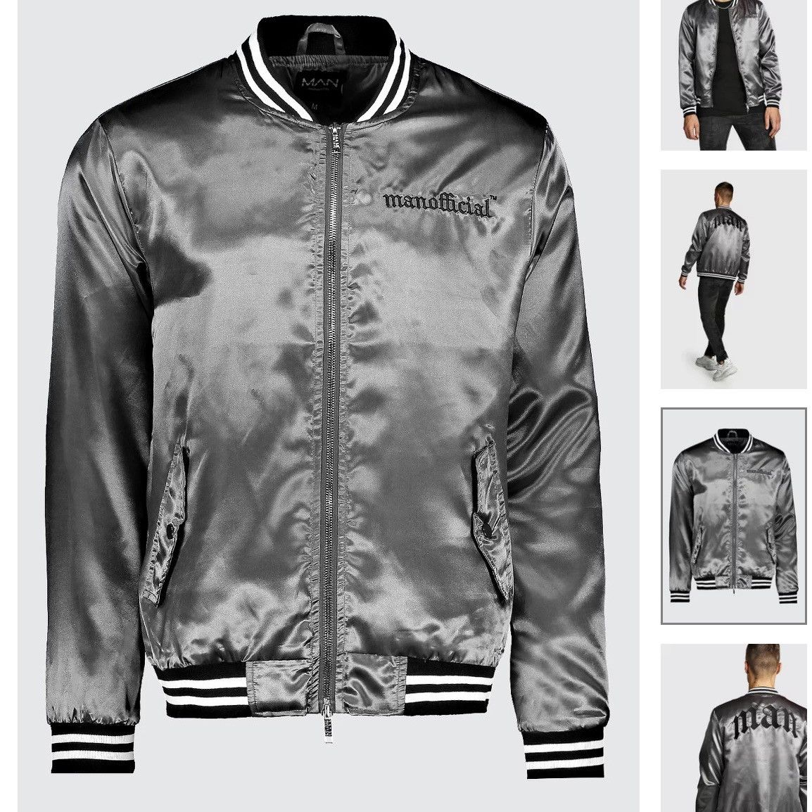 Boohoo BoohooMAN Satin Bomber Size US S / EU 44-46 / 1 - 9 Thumbnail