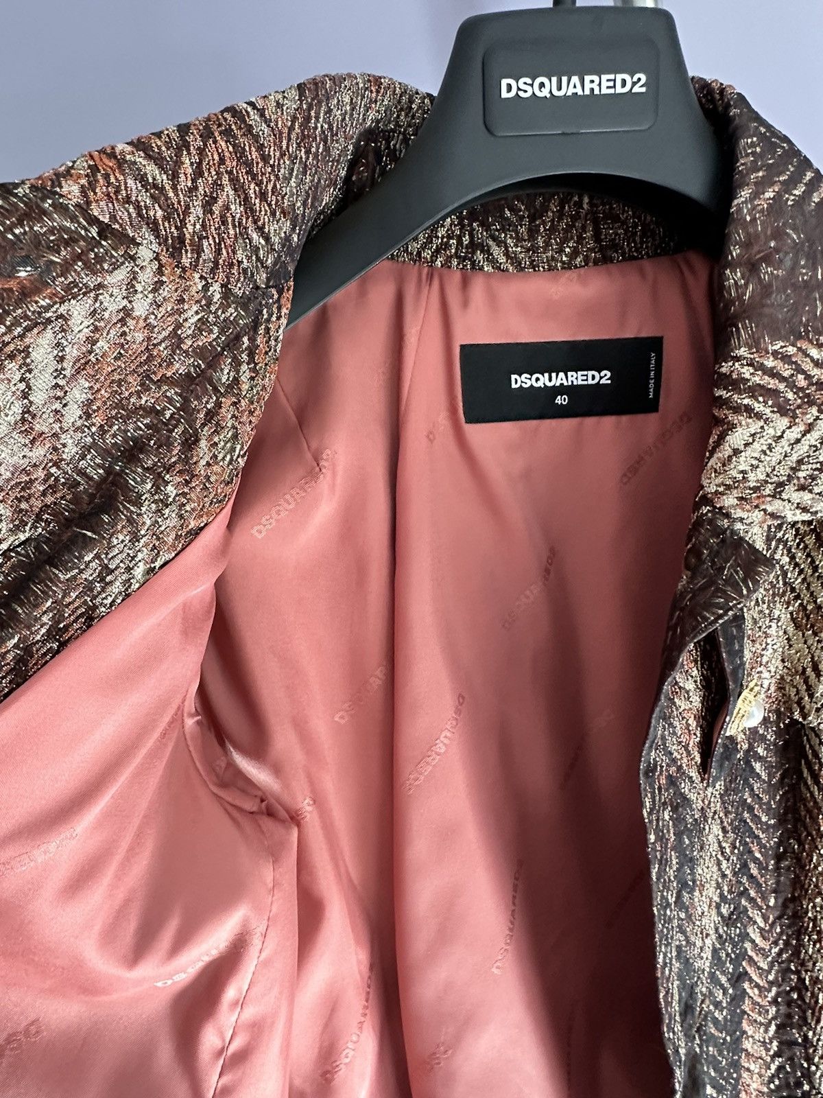 Designer × Dsquared2 Dsquared2 Women's Silk Goldish Belted Light Button Up Jacket Size S / US 4 / IT 40 - 4 Thumbnail