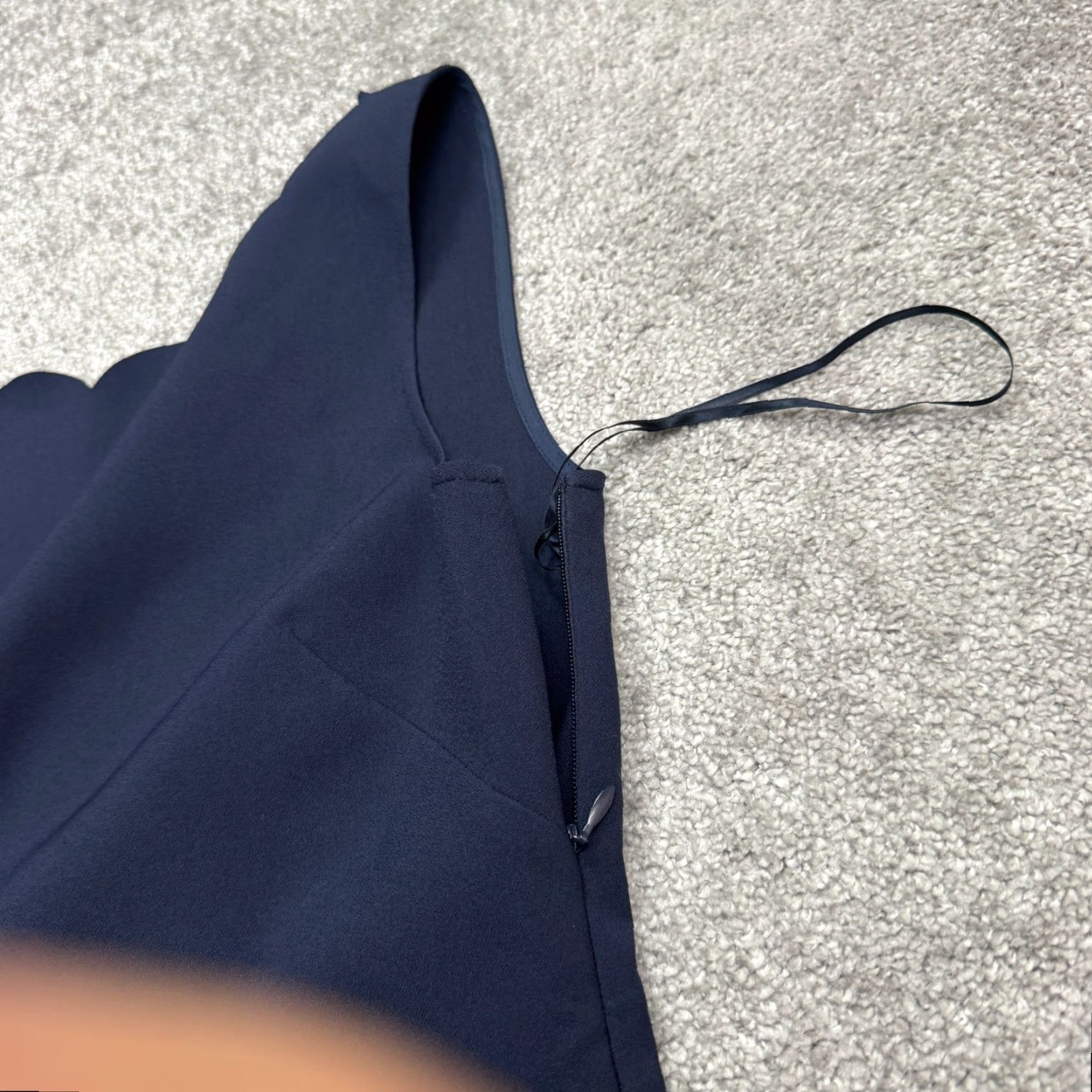 J.Crew J.Crew Scalloped Hem Midi Sheath Dress Womens 4 Navy Blue Sleeveless Stretch Size S / US 4 / IT 40 - 4 Thumbnail
