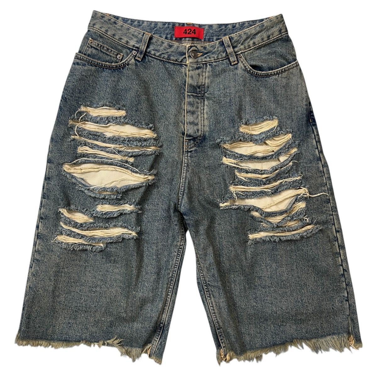 424 424 “Big Daddy” Destroyed Denim Shorts Size US 44 / EU 60 - 1 Thumbnail