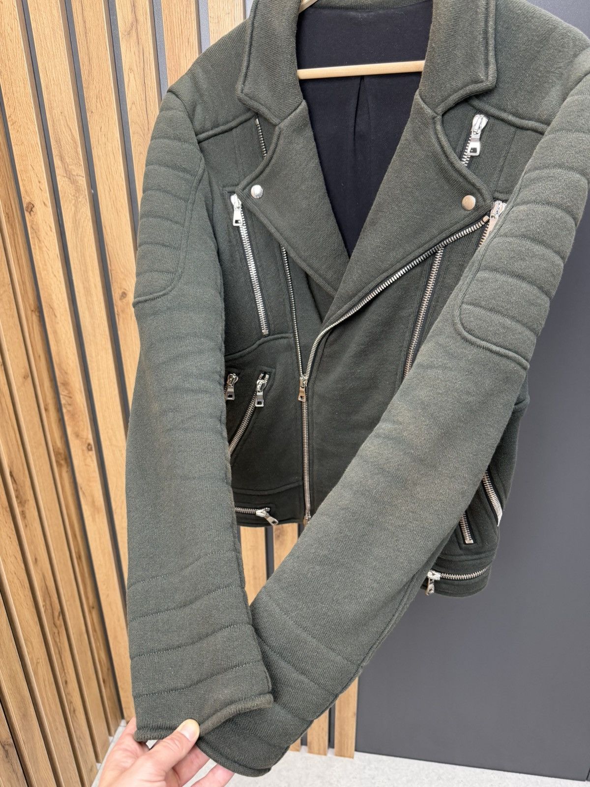 Balmain Balmain Biker Zip Jacket Faded Olive Size L Size US L / EU 52-54 / 3 - 16 Thumbnail