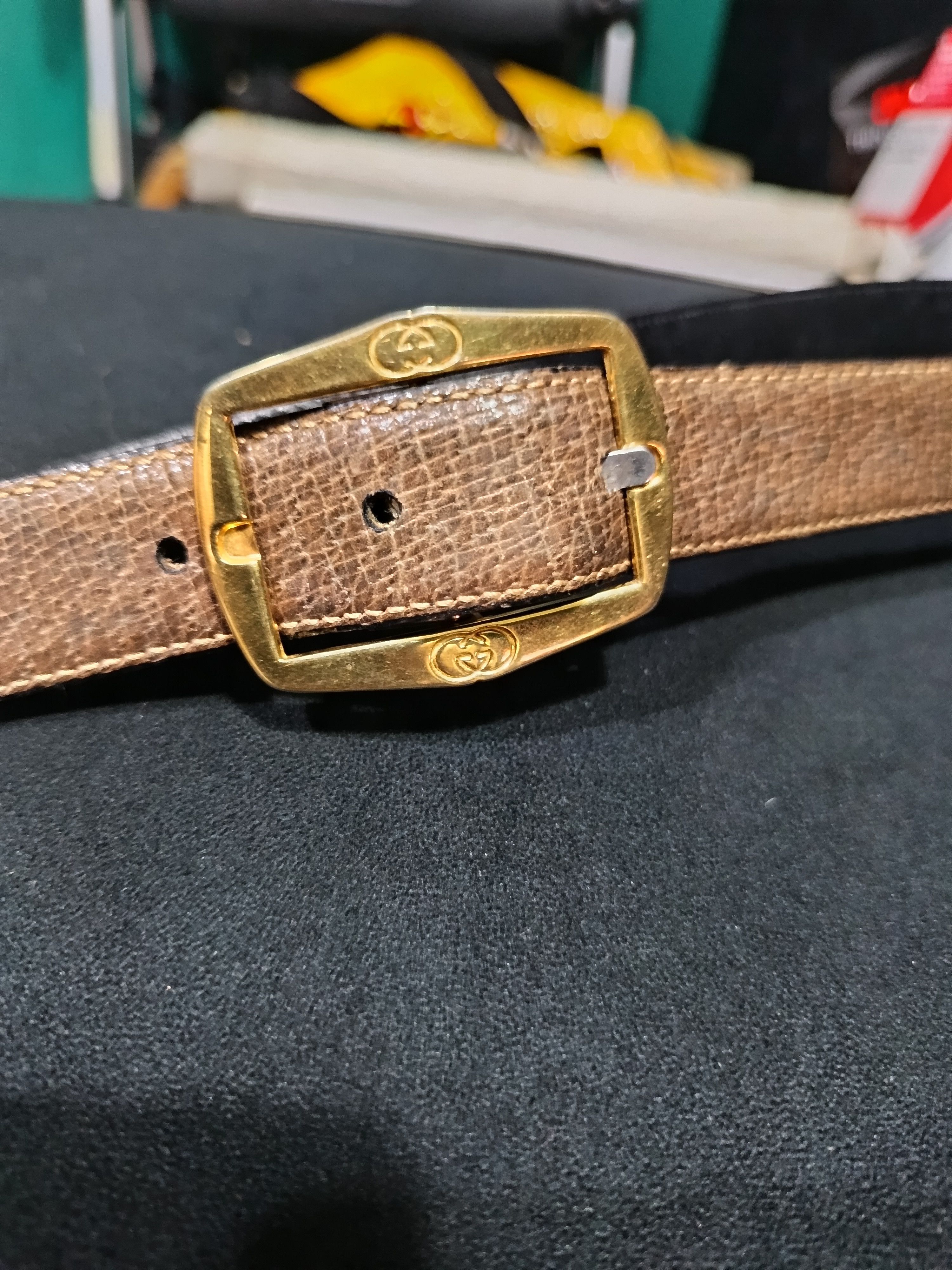 Gucci Vintage 80s gold gucci reversible belt Size 38 - 3 Thumbnail