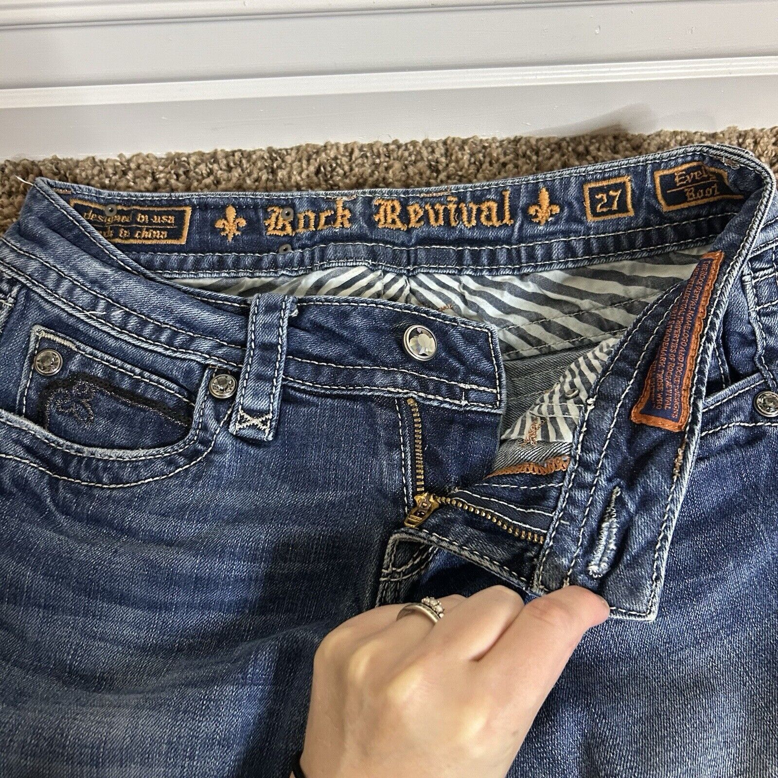 Rock Revival Rock Revival Women Evelyn Bt Cut Jeans Bling Women Size 27 Size 27" / US 4 / IT 40 - 3 Thumbnail