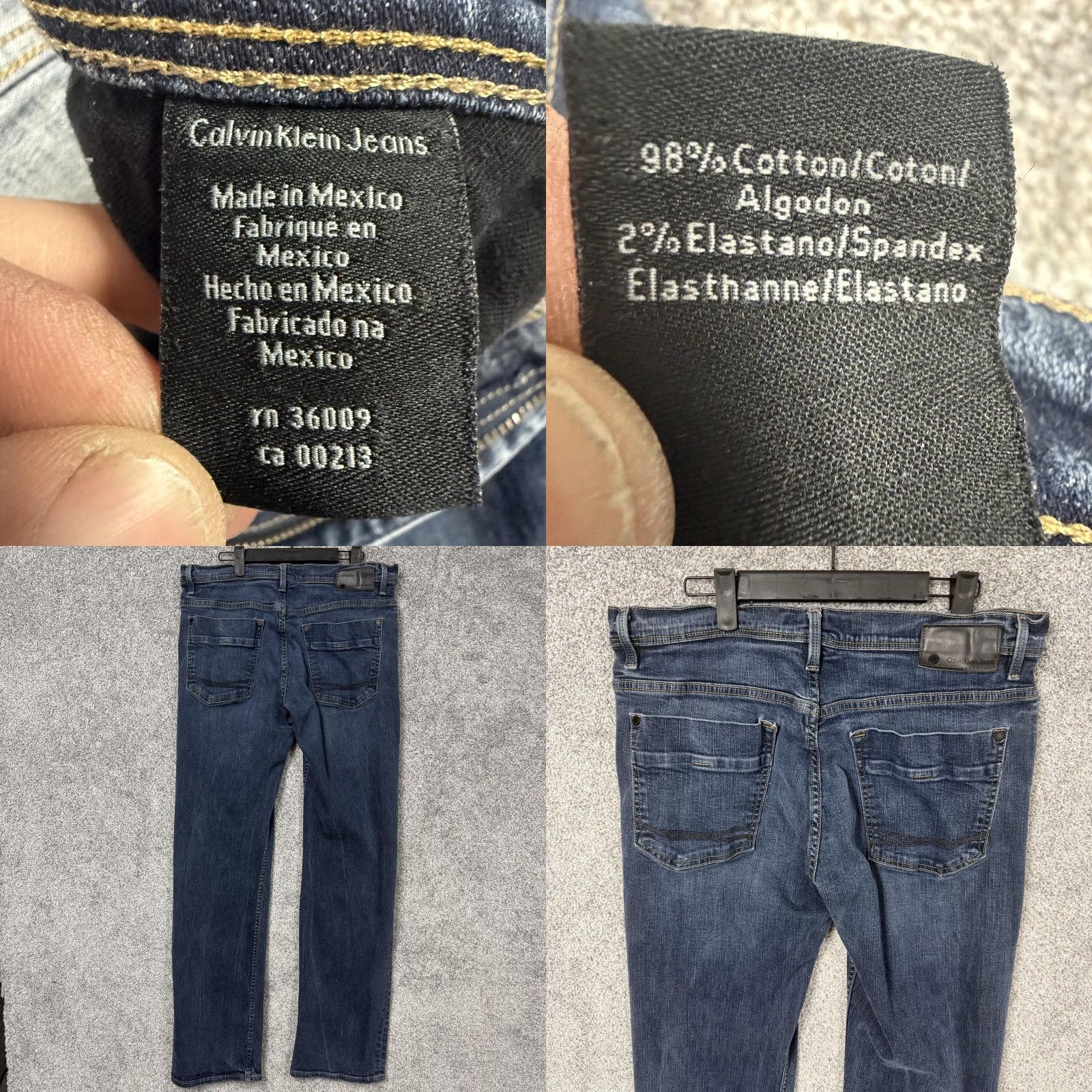 Vintage Calvin Klein Jeans Mens 34x31 Blue Straight Leg Stretch Denim Jeans Size US 34 / EU 50 - 8 Thumbnail