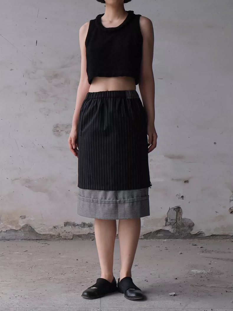 Comme des Garcons Comme Des Garcons size XS Striped plaid stitching skirt Size 23" - 1 Thumbnail