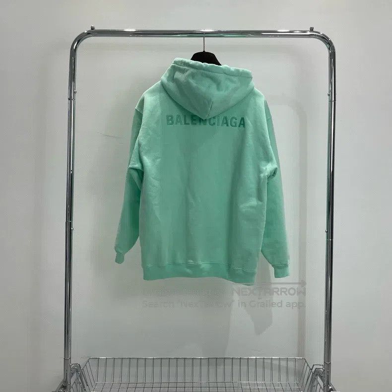 Balenciaga Balenciaga Mint green strong logo hooded sweatshirt long-s Size US S / EU 44-46 / 1 - 2 Thumbnail