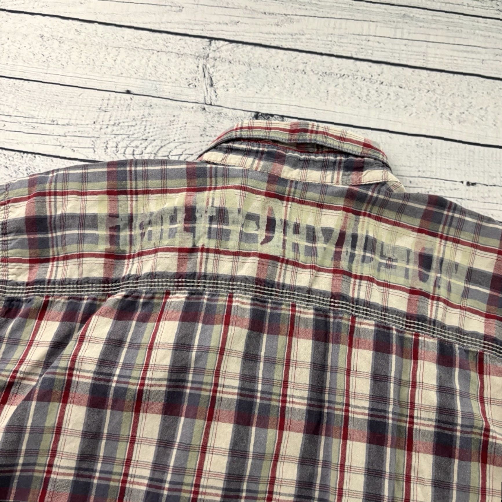 Harley Davidson Harley-Davidson Short Sleeve Plaid Button-Up Shirt Men's L Blue Tan Red Pattern Size US L / EU 52-54 / 3 - 6 Thumbnail