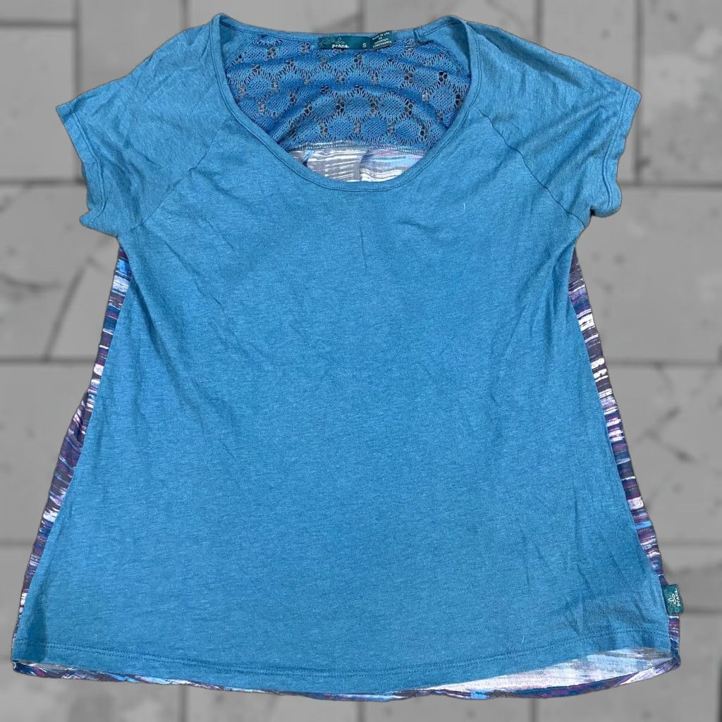 Prana prAna Dina Top T-Shirt Blue S Cotton Blend USA Made Womens Shirt Short Sleeve Boat Neck Size S / US 4 / IT 40 - 1 Thumbnail
