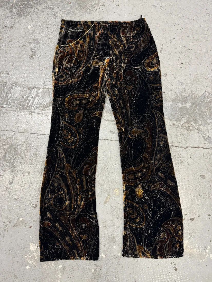 Designer × Roberto Cavalli × Vintage 2000s Roberto Cavalli Dark Orange Velvet Trousers Pants Size 26" / US 2 / IT 38 - 5 Thumbnail