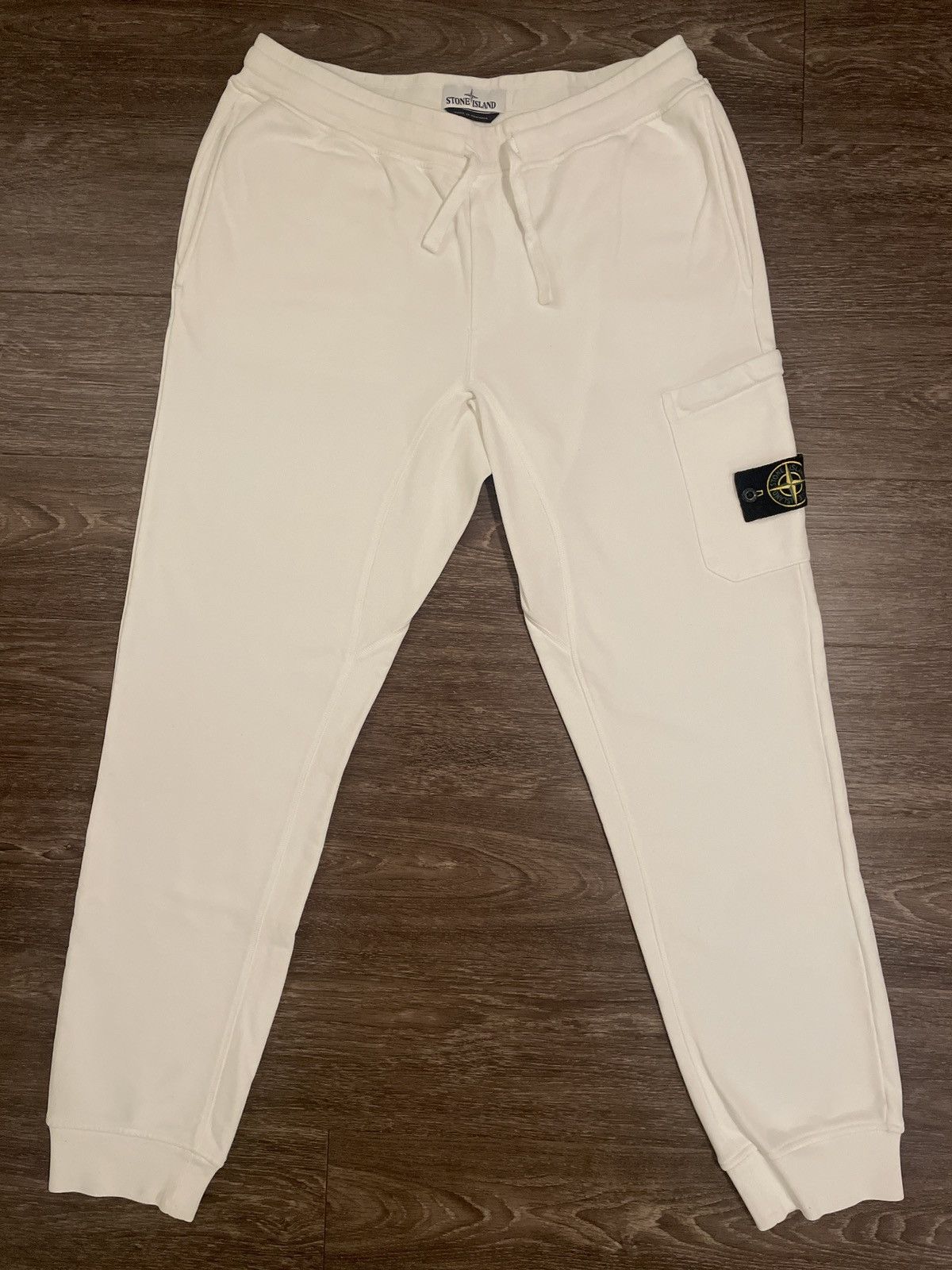 image of Stone Island White Joggers, Men's (Size 36)