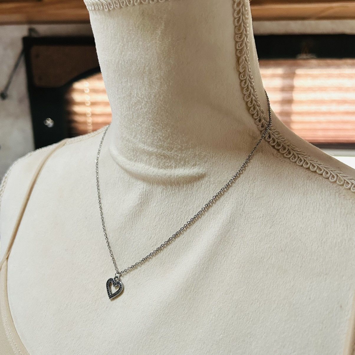 Handmade Handcrafted dual sided open heart pendant on chain necklace Size ONE SIZE - 3 Thumbnail