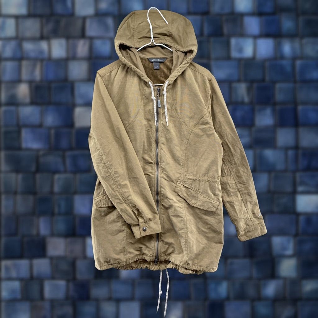 Eddie Bauer Eddie Bauer Hooded Nylon Full Zip Beige Jacket Size L Outdoors Size L / US 10 / IT 46 - 1 Thumbnail
