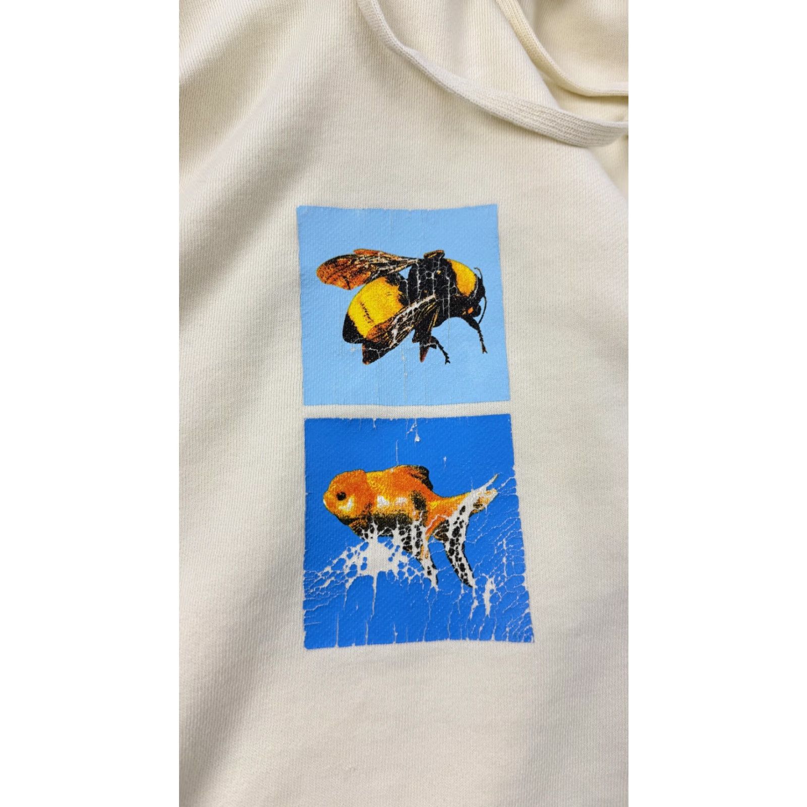 Vintage GOLF Hoodie Mens Large Cream Yellow Graphic Print Pullover Sweatshirt Streetwear Kangaroo Pocket Drawstring Hooded Size US L / EU 52-54 / 3 - 3 Thumbnail