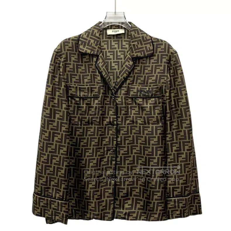 Fendi Fendi 23 Model Dark Brown Double F Monogram Printed Silk-C Size XS / US 0-2 / IT 36-38 - 1 Thumbnail