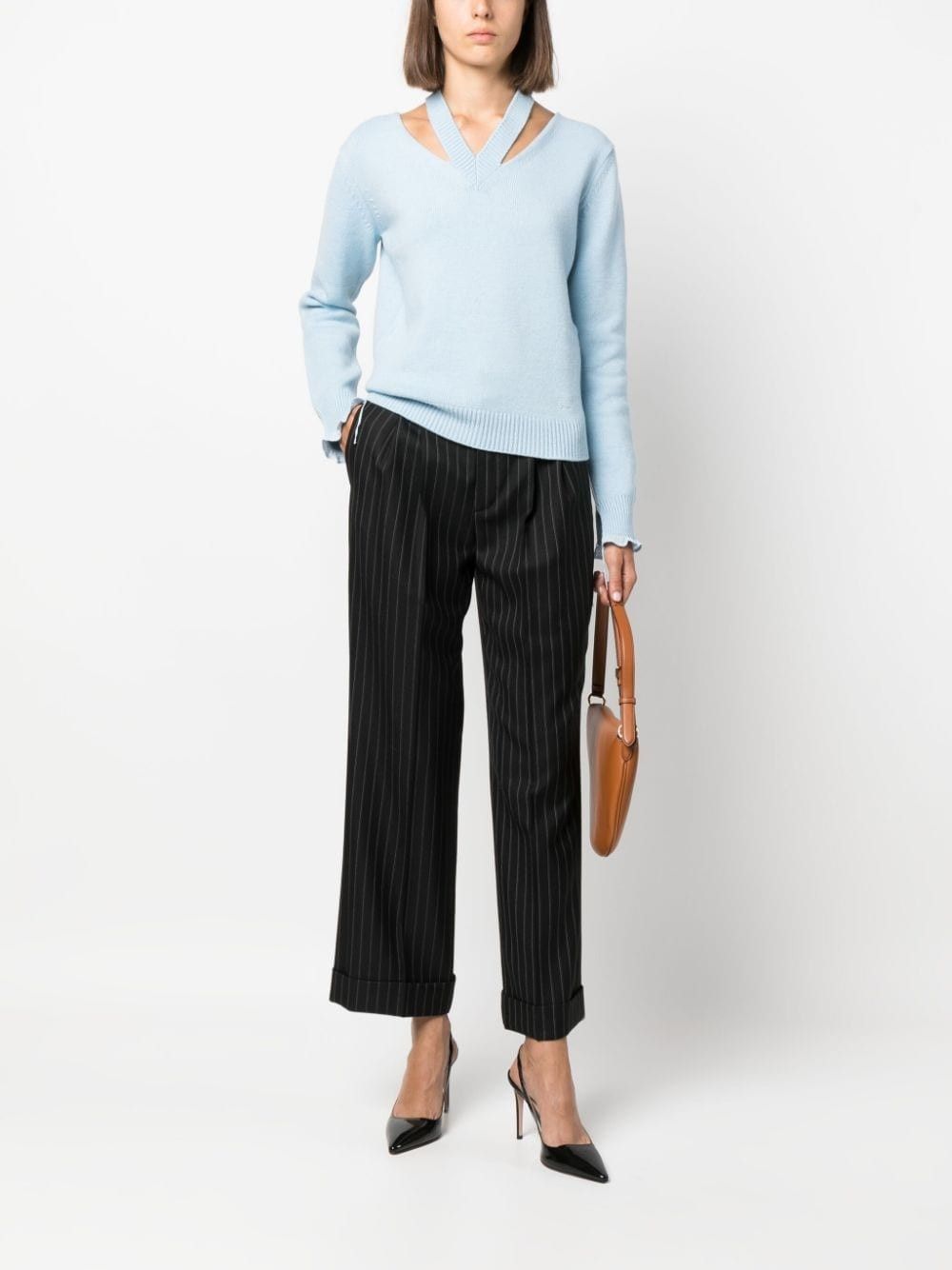 Fendi o1y0925 Cashmere Blend Sweater in Sky Blue Size S / US 4 / IT 40 - 5 Thumbnail