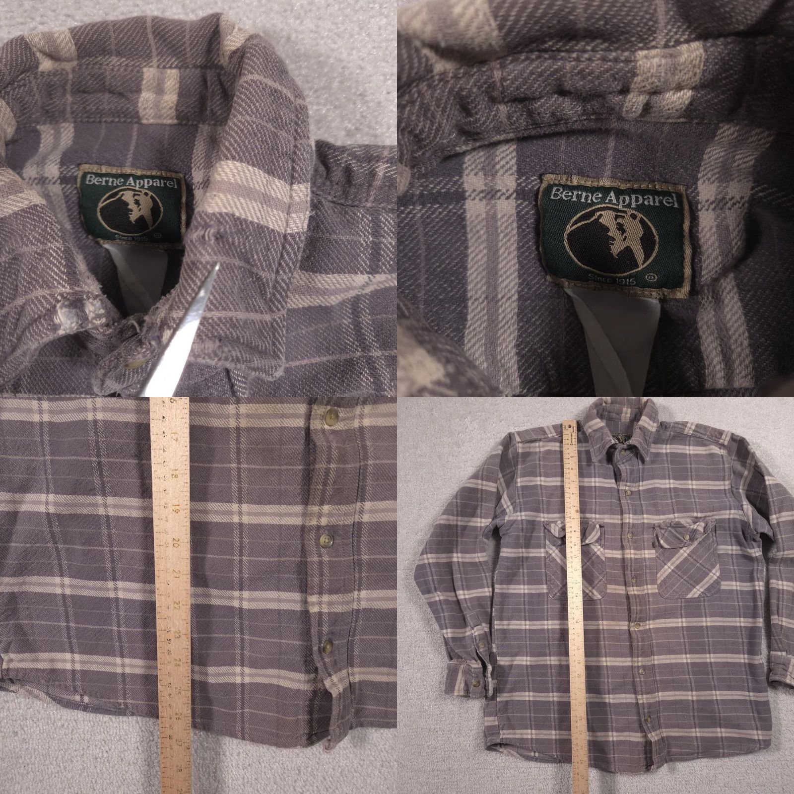 Vintage Berne Apparel Shirt Mens Medium Gray Plaid Flannel Button Front Workwear Size US M / EU 48-50 / 2 - 8 Thumbnail
