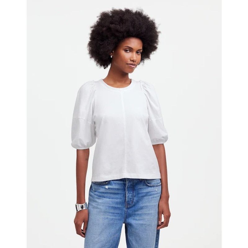 Madewell NWT Madewell Puff-Sleeve Tee In White Size Small Size S / US 4 / IT 40 - 1 Thumbnail